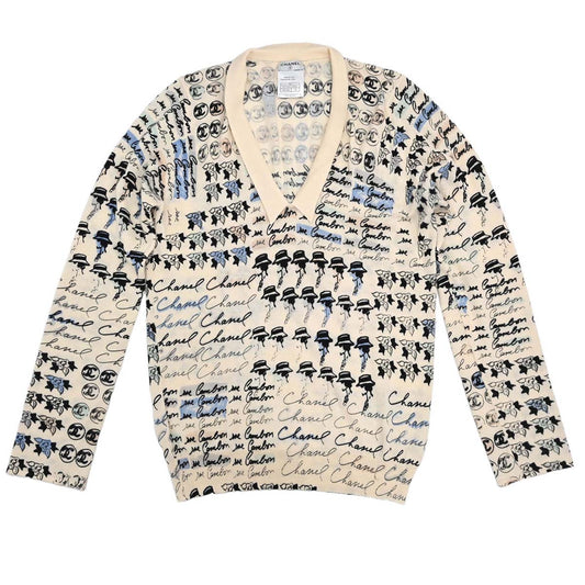 Chanel 2006 All-over Print Long Sleeve Top Light Beige #38
