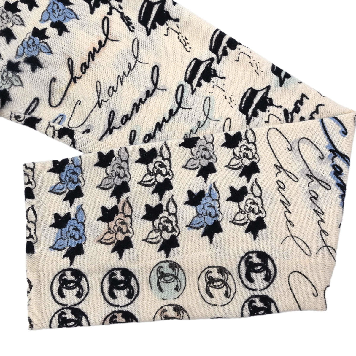 Chanel 2006 All-over Print Long Sleeve Top Light Beige #38