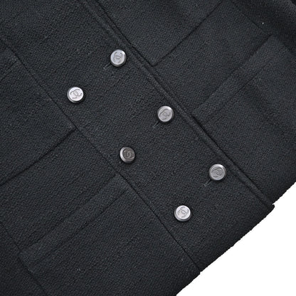 Chanel 1998 Double Breasted Tweed Jacket Black #44