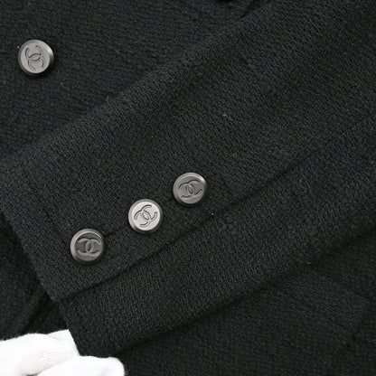 Chanel 1998 Double Breasted Tweed Jacket Black #44