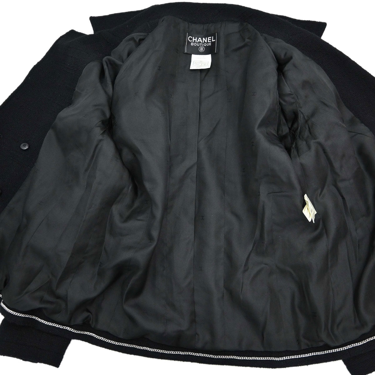 Chanel 1998 Double Breasted Tweed Jacket Black #44