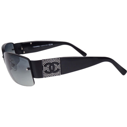 Chanel Sunglasses Eyewear Black Rhinestone 62□16 125 Small Good
