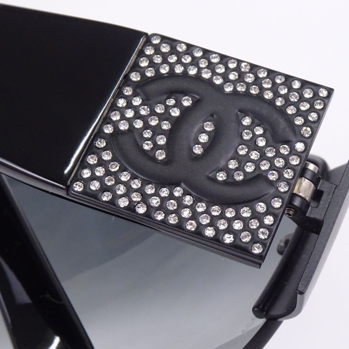 Chanel Sunglasses Eyewear Black Rhinestone 62□16 125 Small Good
