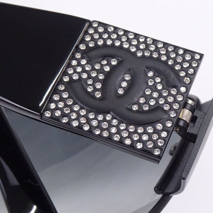 Chanel Sunglasses Eyewear Black Rhinestone 62□16 125 Small Good