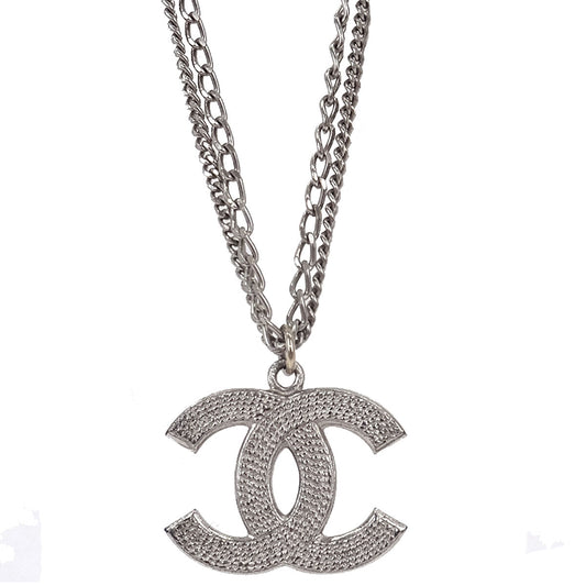 Chanel CC Chain Necklace Pendant Silver 06P