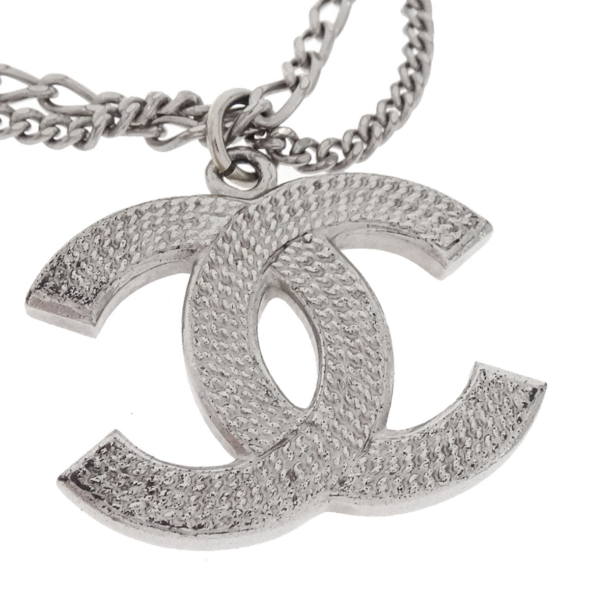 Chanel CC Chain Necklace Pendant Silver 06P