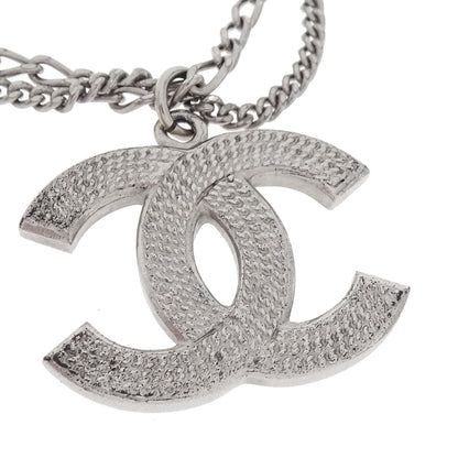 Chanel CC Chain Necklace Pendant Silver 06P