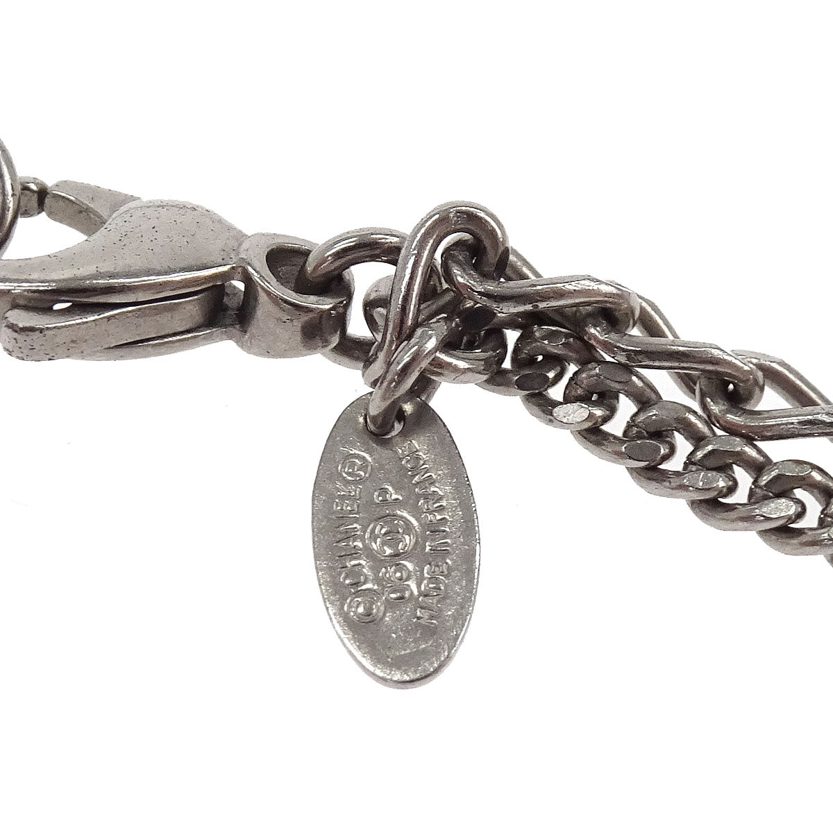 Chanel CC Chain Necklace Pendant Silver 06P