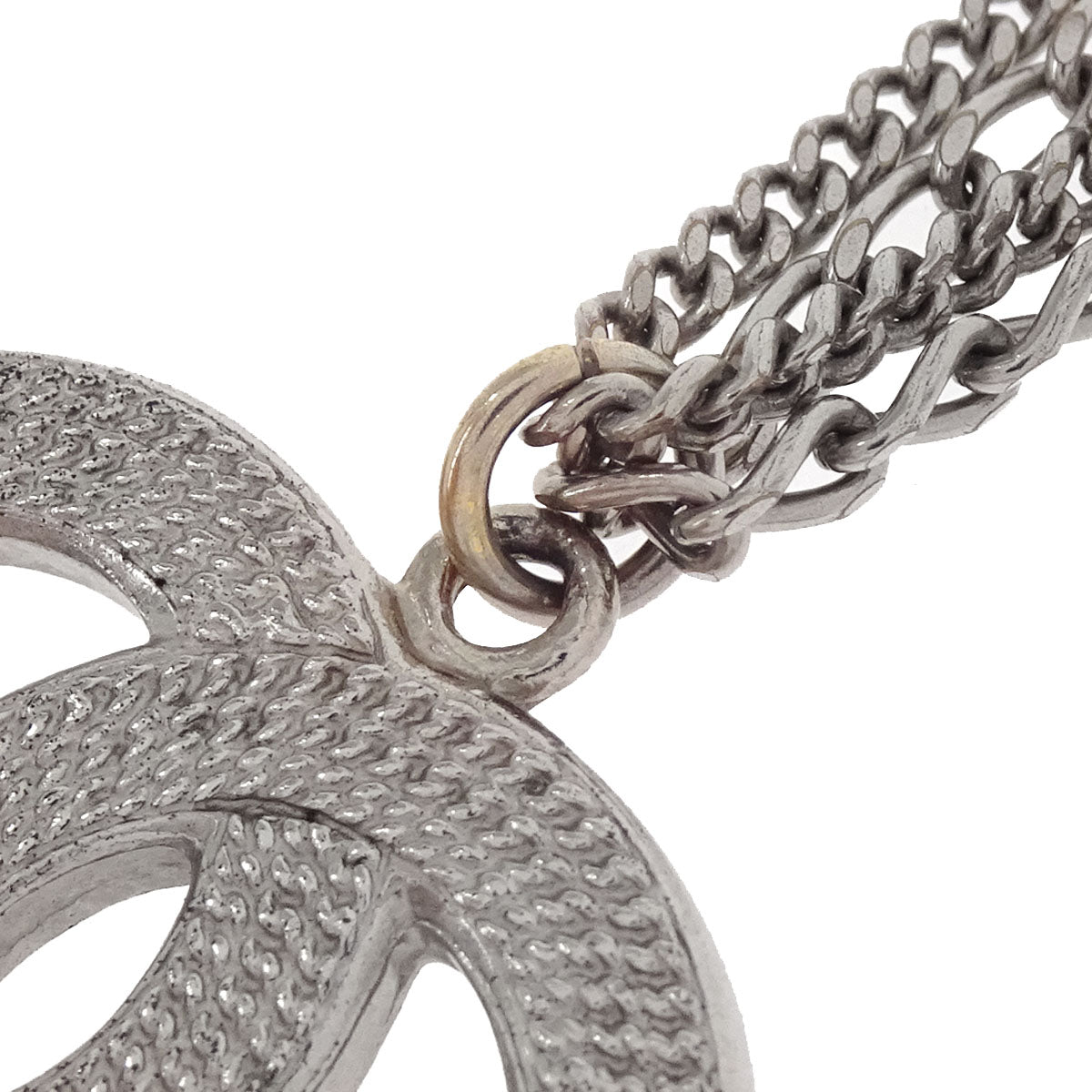 Chanel CC Chain Necklace Pendant Silver 06P