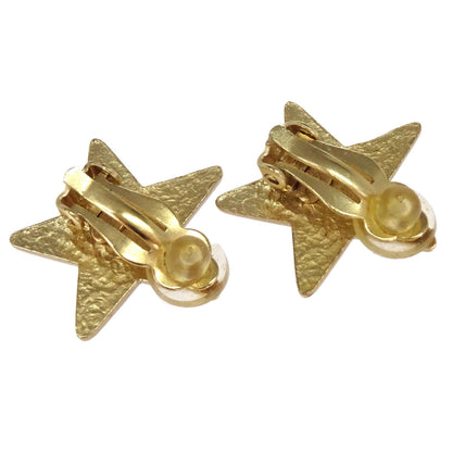 Chanel Star Clip-On Earrings Black Gold 03A