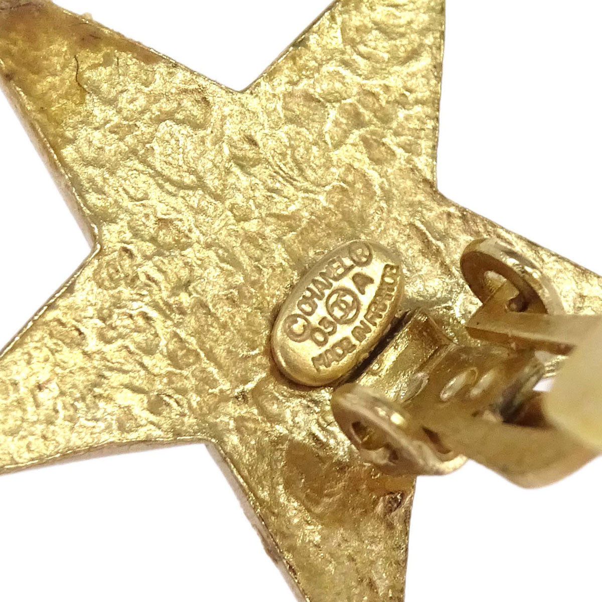 Chanel Star Clip-On Earrings Black Gold 03A