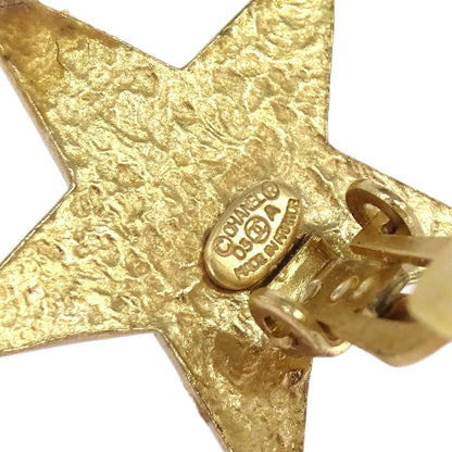 Chanel Star Clip-On Earrings Black Gold 03A