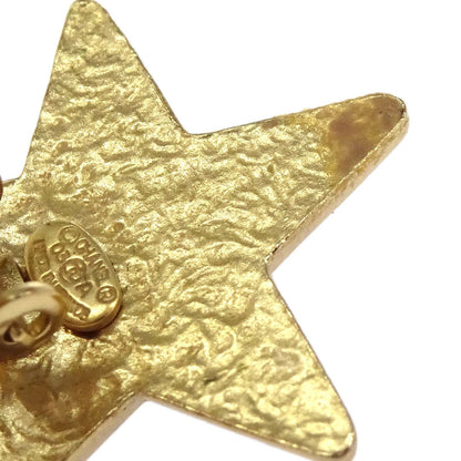 Chanel Star Clip-On Earrings Black Gold 03A