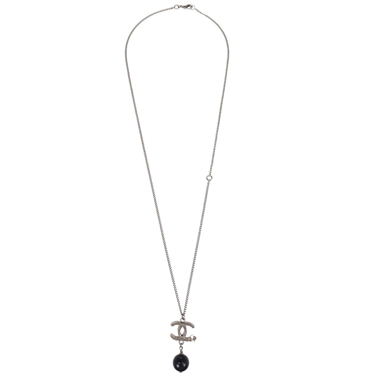Chanel CC Chain Necklace Pendant Silver B13K
