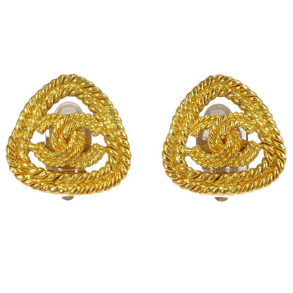 Chanel CC Triangle Clip-On Earrings Gold 28