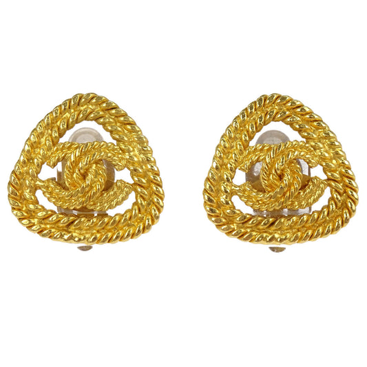 Chanel CC Triangle Clip-On Earrings Gold 28