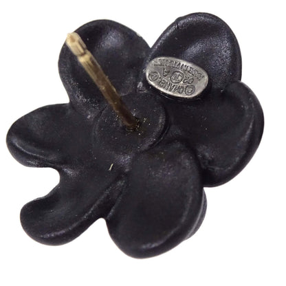 Chanel Flower CC Pierced Earrings Black Gold Rhinestone 02A