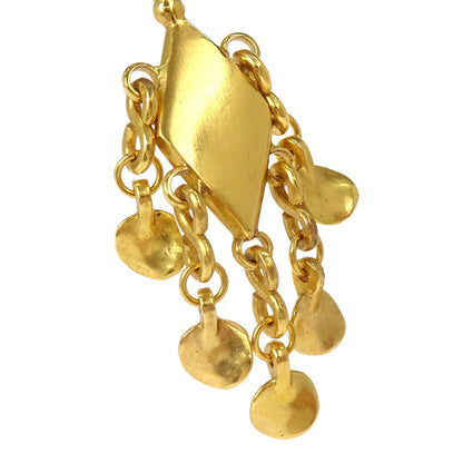 Chanel Gold Button Rhombus Dangle Clip-On Earrings 96P