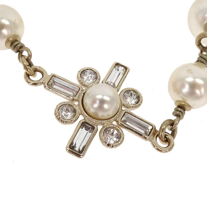 Chanel Rhinestone Costume Pearl Gold CC Pendant Necklace