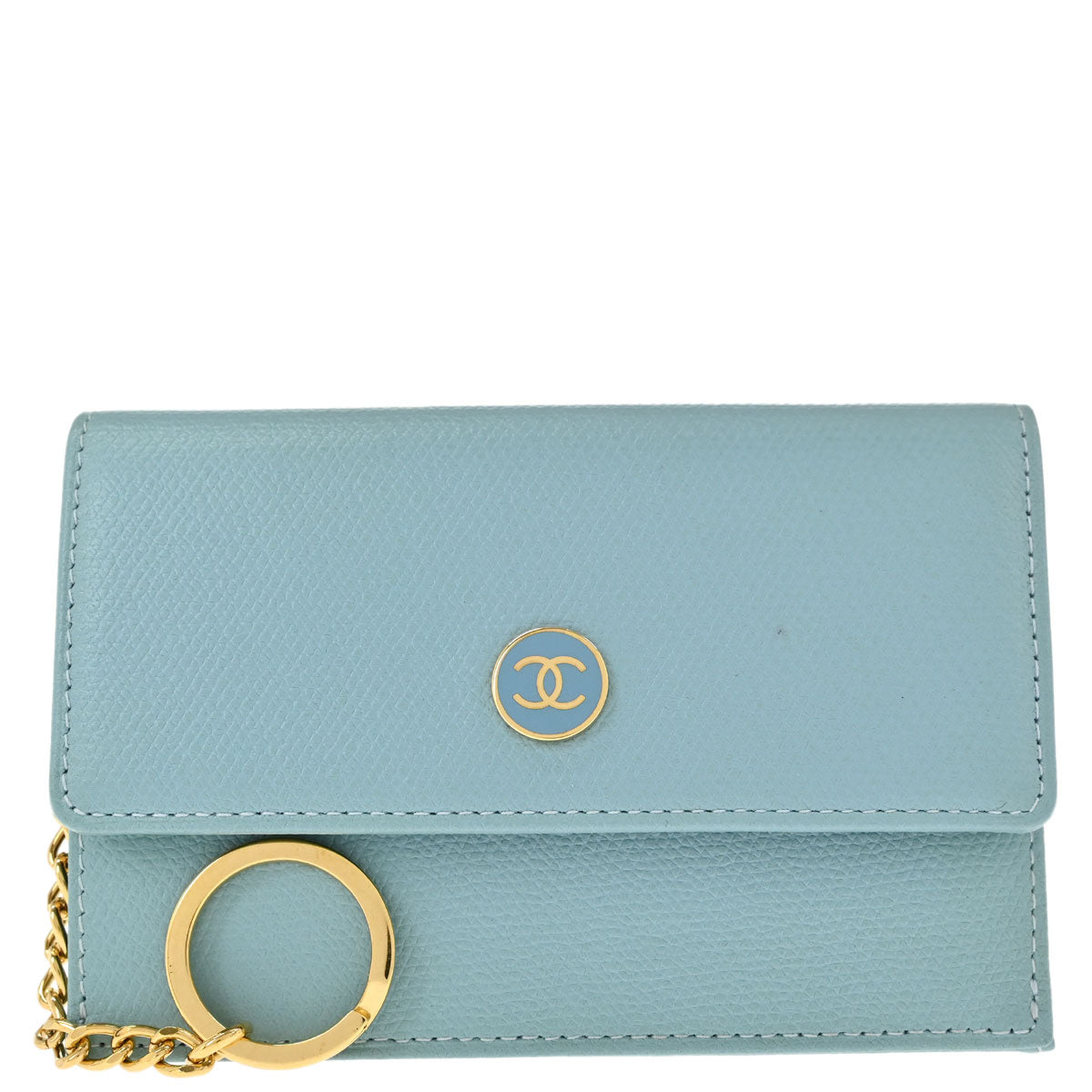 Chanel Light Blue Calfskin Coin Purse Wallet