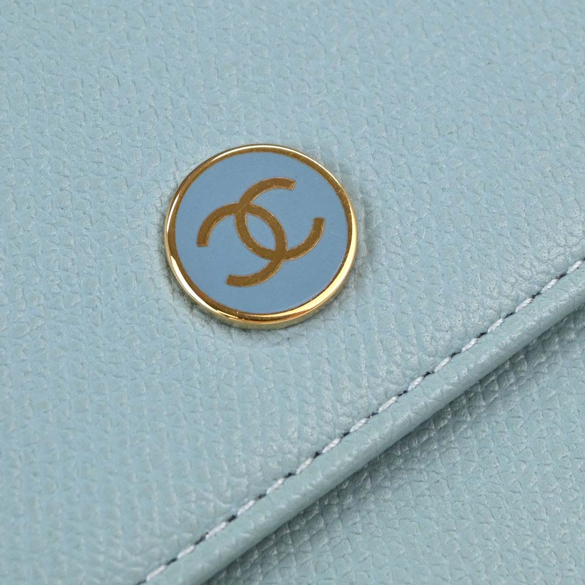 Chanel Light Blue Calfskin Coin Purse Wallet