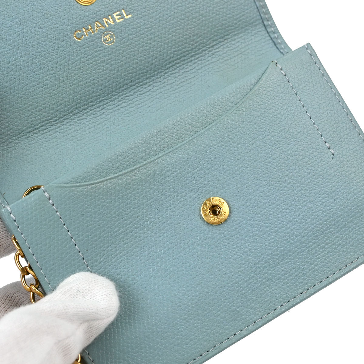 Chanel Light Blue Calfskin Coin Purse Wallet