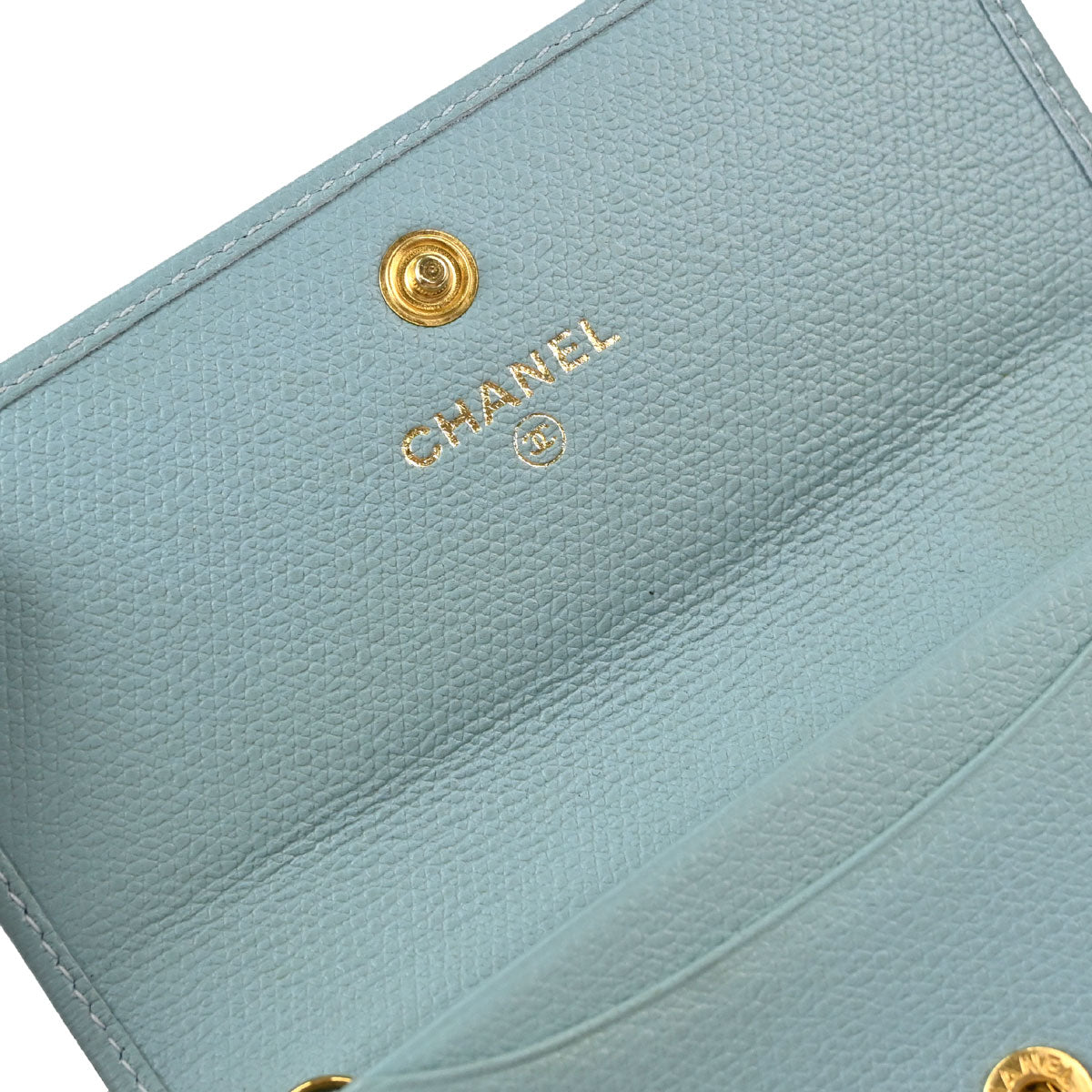 Chanel Light Blue Calfskin Coin Purse Wallet