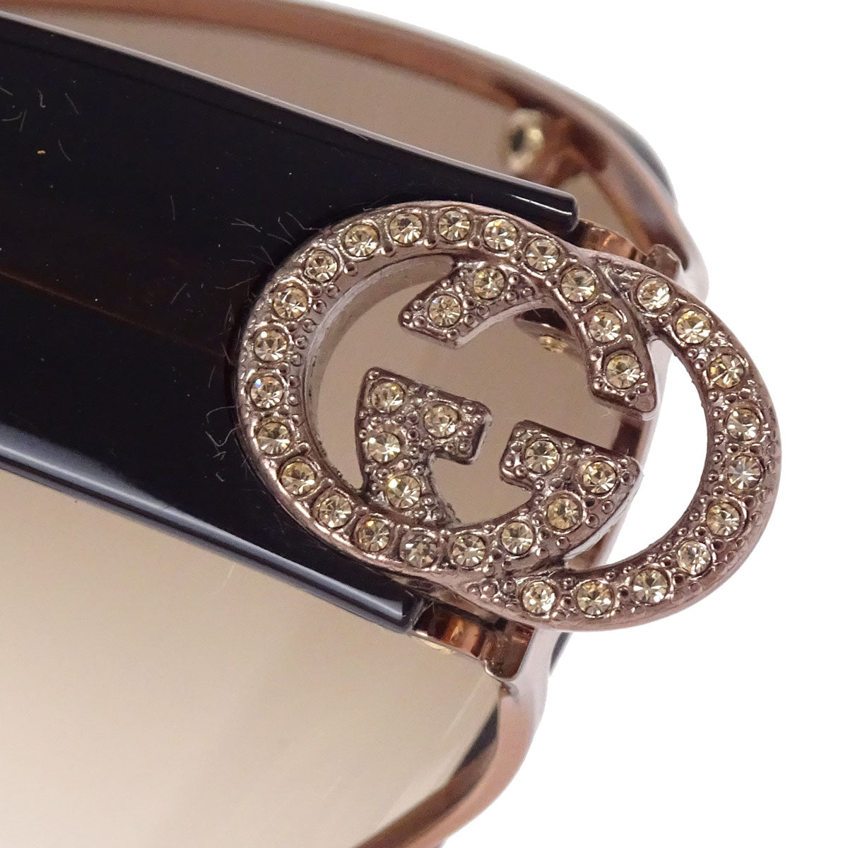 Gucci Sunglasses Eyewear Brown Rhinestone 62□12 120 Small Good