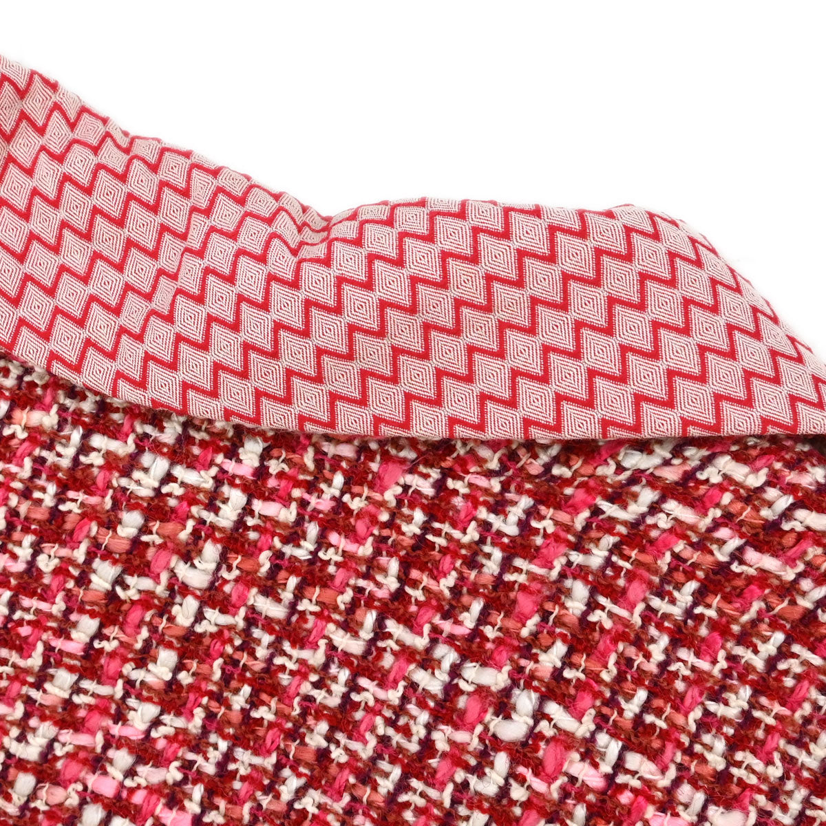 Chanel 2002 Short Sleeve Tweed Belt Jacket Red #34