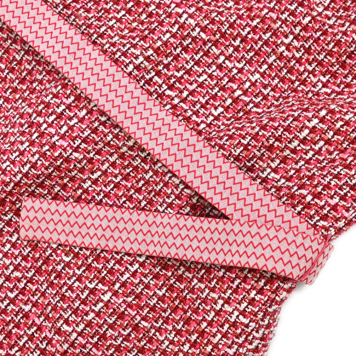 Chanel 2002 Short Sleeve Tweed Belt Jacket Red #34