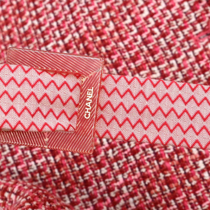 Chanel 2002 Short Sleeve Tweed Belt Jacket Red #34