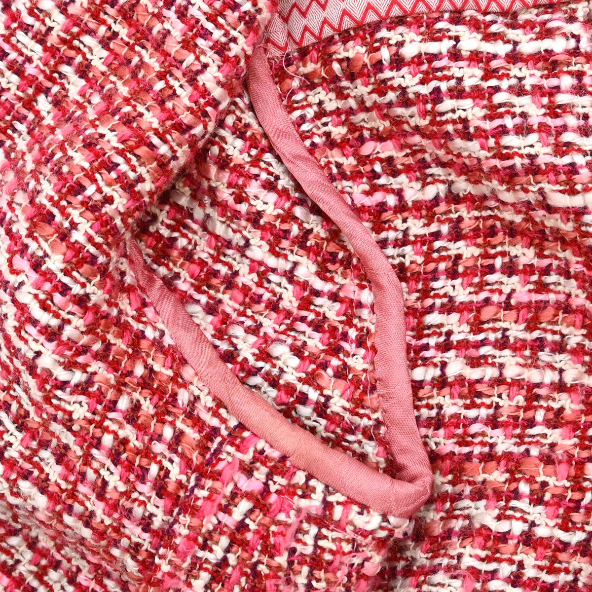 Chanel 2002 Short Sleeve Tweed Belt Jacket Red #34