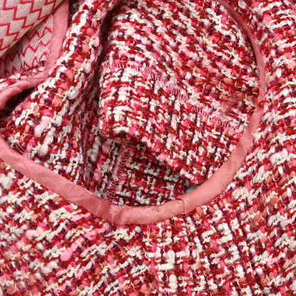 Chanel 2002 Short Sleeve Tweed Belt Jacket Red #34