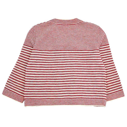Chanel 2015 Striped Cardigan Paper Red #36