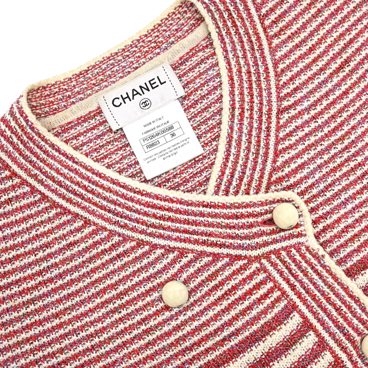 Chanel 2015 Striped Cardigan Paper Red #36