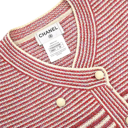 Chanel 2015 Striped Cardigan Paper Red #36