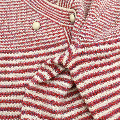 Chanel 2015 Striped Cardigan Paper Red #36