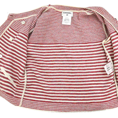 Chanel 2015 Striped Cardigan Paper Red #36