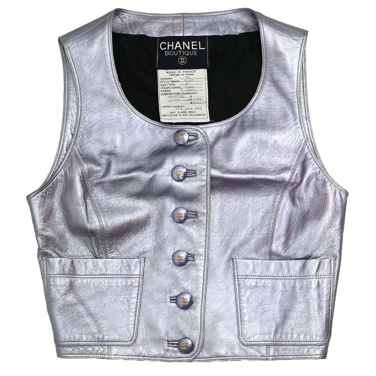 Chanel 1994 Leather Vest Metallic Purple #34