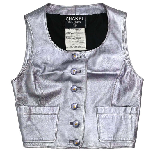 Chanel 1994 Leather Vest Metallic Purple #34