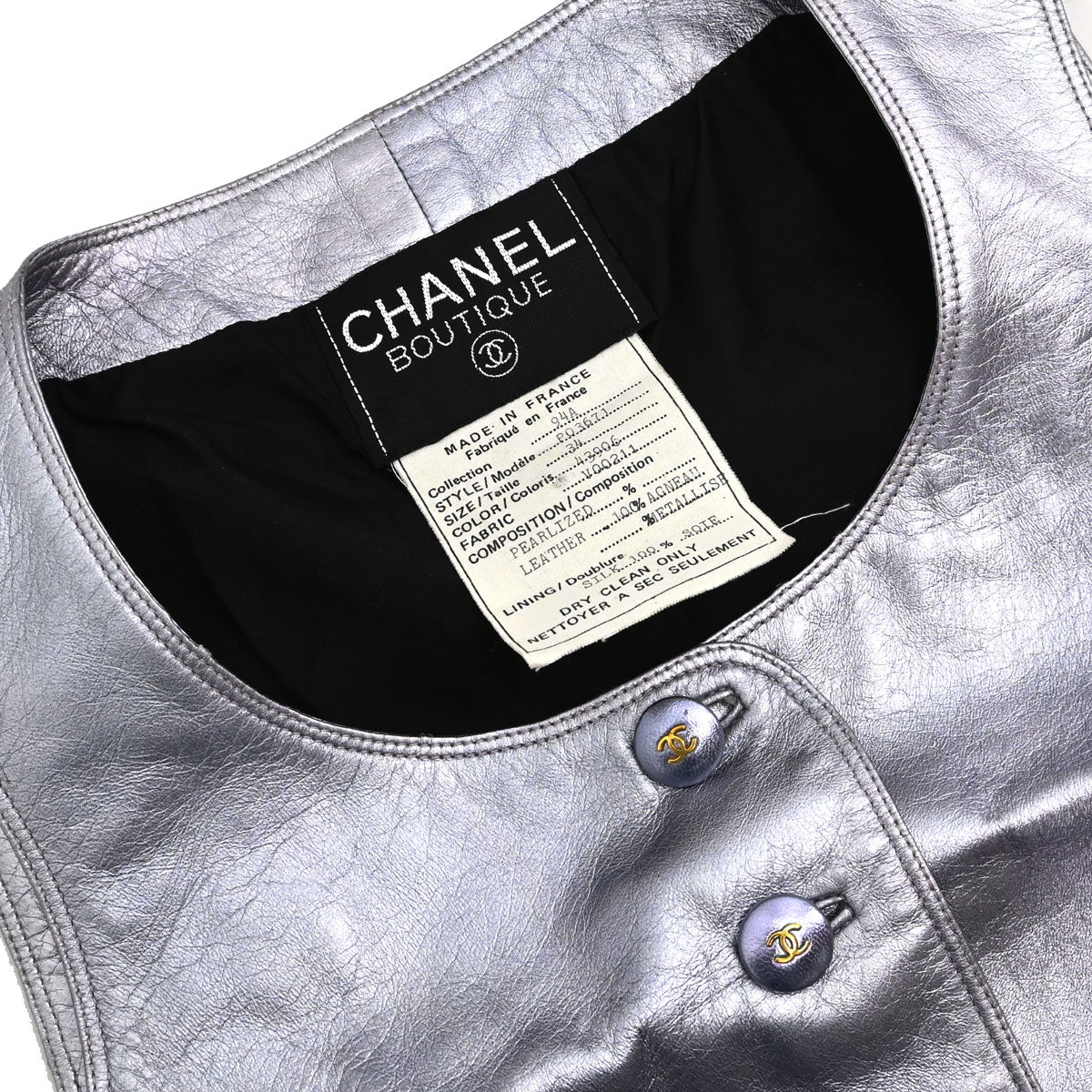 Chanel 1994 Leather Vest Metallic Purple #34
