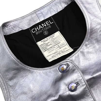 Chanel 1994 Leather Vest Metallic Purple #34