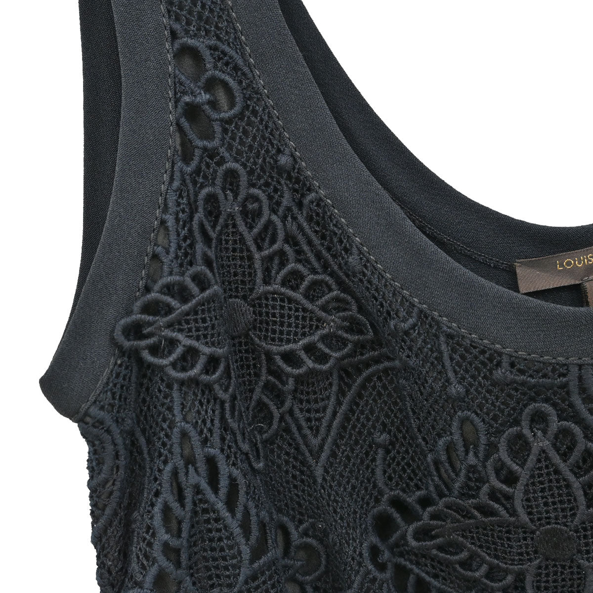 Louis Vuitton 2019 Sleeveless Lace Floral Dress Black #34