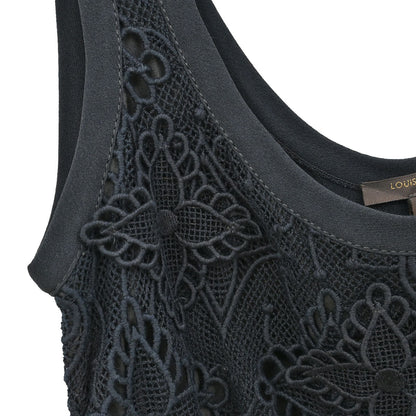 Louis Vuitton 2019 Sleeveless Lace Floral Dress Black #34