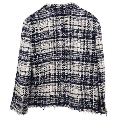 Chanel 2006 Single Breasted Tweed Jacket Navy #42