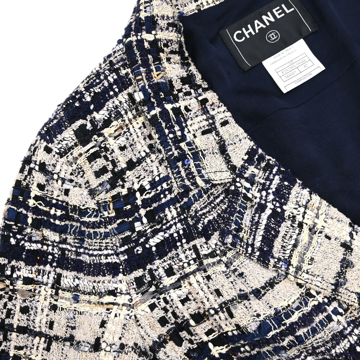 Chanel 2006 Single Breasted Tweed Jacket Navy #42