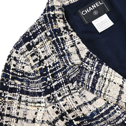 Chanel 2006 Single Breasted Tweed Jacket Navy #42
