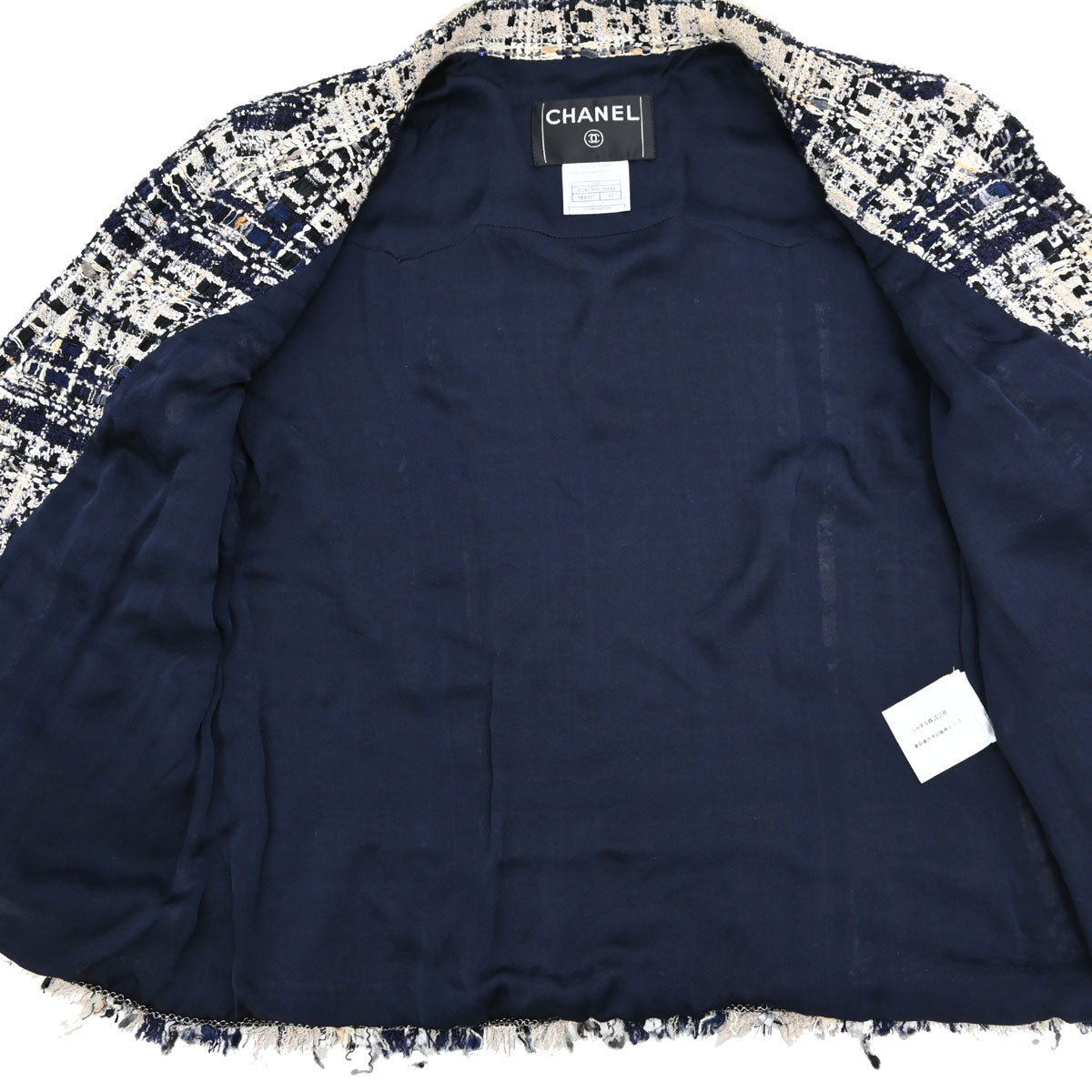 Chanel 2006 Single Breasted Tweed Jacket Navy #42
