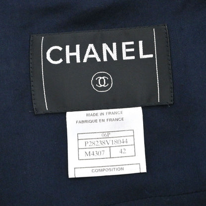 Chanel 2006 Single Breasted Tweed Jacket Navy #42