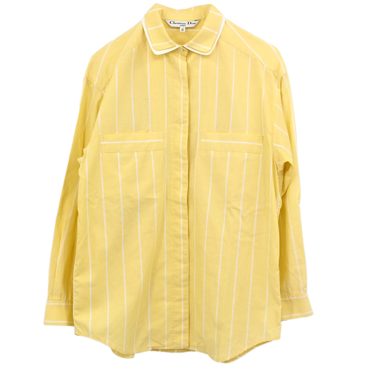 Christian Dior Striped Shirt Top Light Yellow White #S